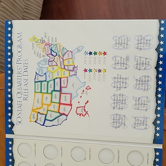 RARE 🇺🇸 US MINT  50 STATE QUARTER FOLDER 1999-2008 +2 NEW FREE LINCOLN FOLDERS - Picture 7 of 9